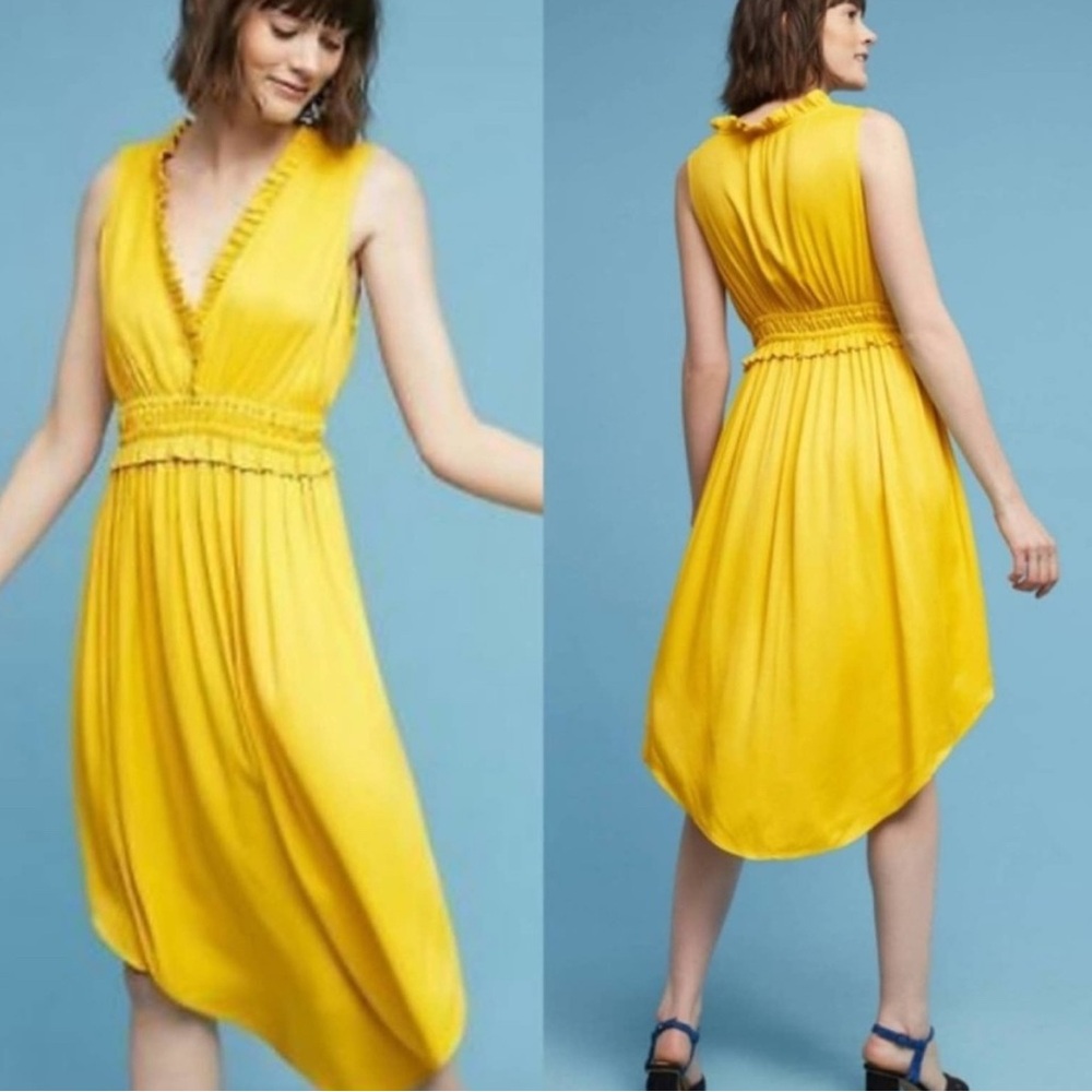 Anthropologie Maeve La Habana Yellow Sleeveless Maxi Dress‎ Women’s Size Large